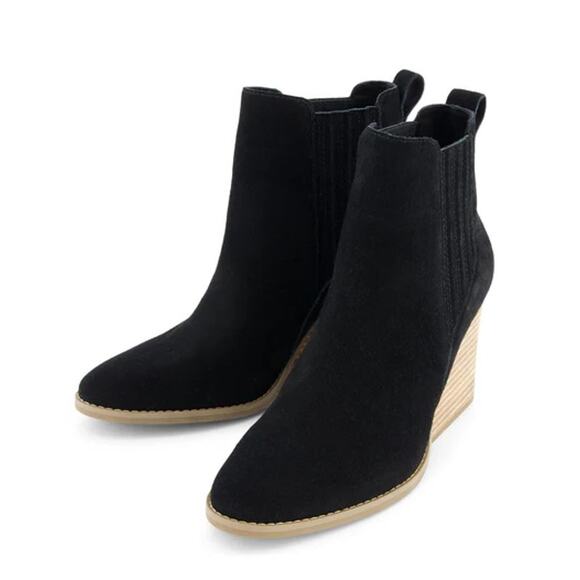 Toms Womens Noa Ankle Boots US 5 EU 35.5 Black Suede Pull On NIB - Picture 2 of 12